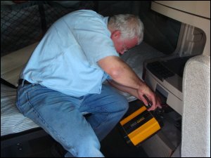 DC-to-AC inverter can fit under the bunk in some trunks or be stored in a cabinet in others.